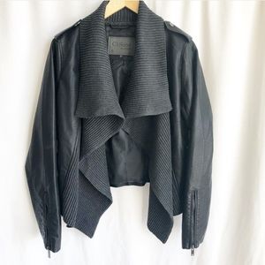 Ci Sono black faux leather open front jacket